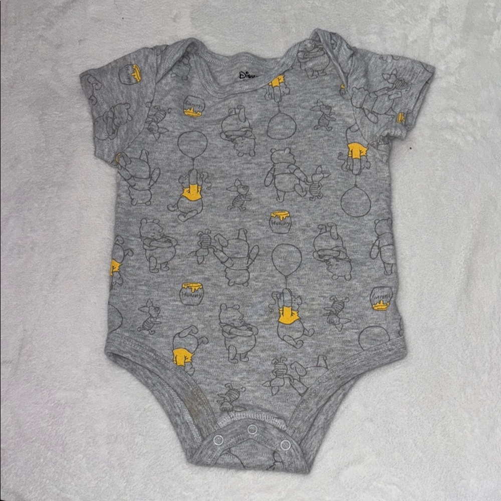 Disney Gray and Yellow Winnie the Pooh Bodysuit